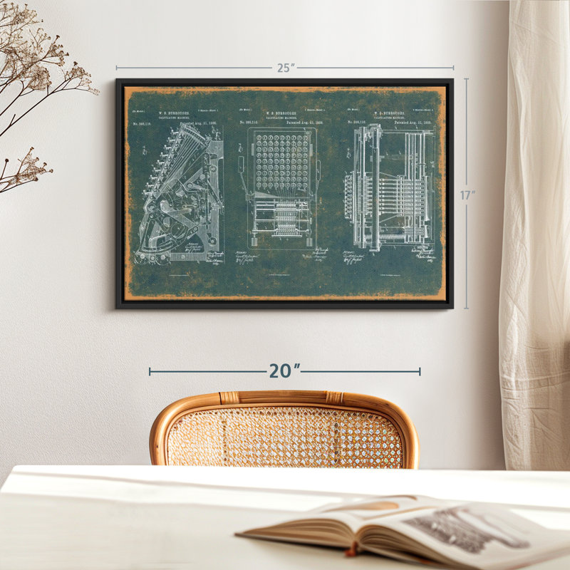 Impression sur toile bleu sarcelle calculatrice, H 17 po x l 25 po