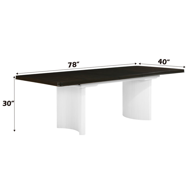 Table de salle à manger blanche et brune avec rallonge de 18 pouces - ajoutant style et durabilité à votre décor avec plateau extensible créant un espace confortable