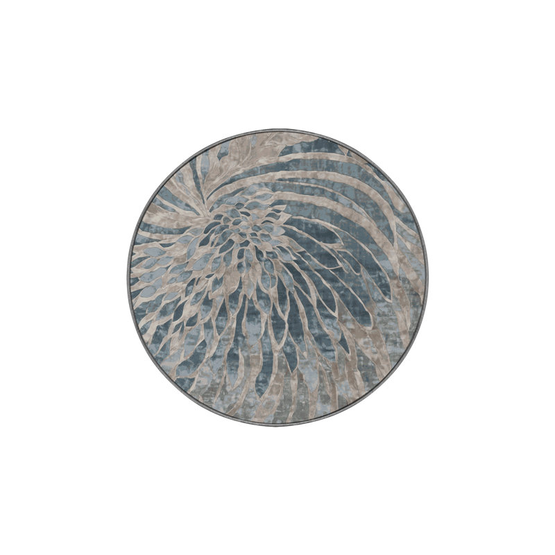 Tapis gris lavable à la machine, Rond 4 pi