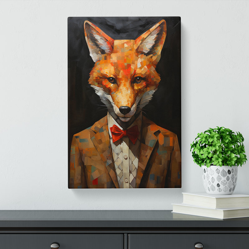 Fox Dadaism Art No.3 - Wrapped Canvas, 50cm H x 35cm W x 3cm D