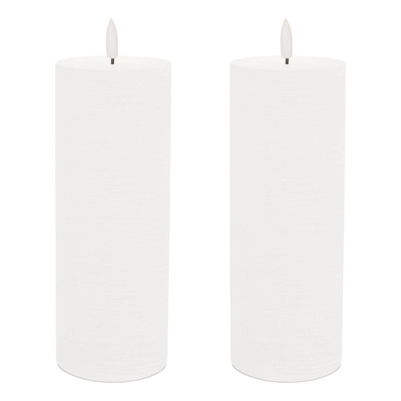 Bougie pilier à mèche FIA (ensemble de 2), Blanc, Pilier 7,5 po x 3 po
