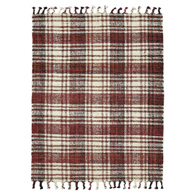 Tapis rouge en jute / sisal tissé à plat à la main Chilhowee