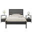 Ensemble de chambre à coucher de style campagnard industriel 3 pièces, lit plateforme simple avec 2 tables de chevet, cadre de lit en acier avec tête et pied de lit en bois rustique, table de chevet avec tiroir et station de charge, aucun sommier nécessaire-2040815763-2057732864