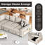 Canapé modulaire en forme de L avec fonctionnel, stylé et 5 sièges en velours côtelé gris, canapé modulaire en L, option de couleur, velours côtelé, espaces de vie-1048287479