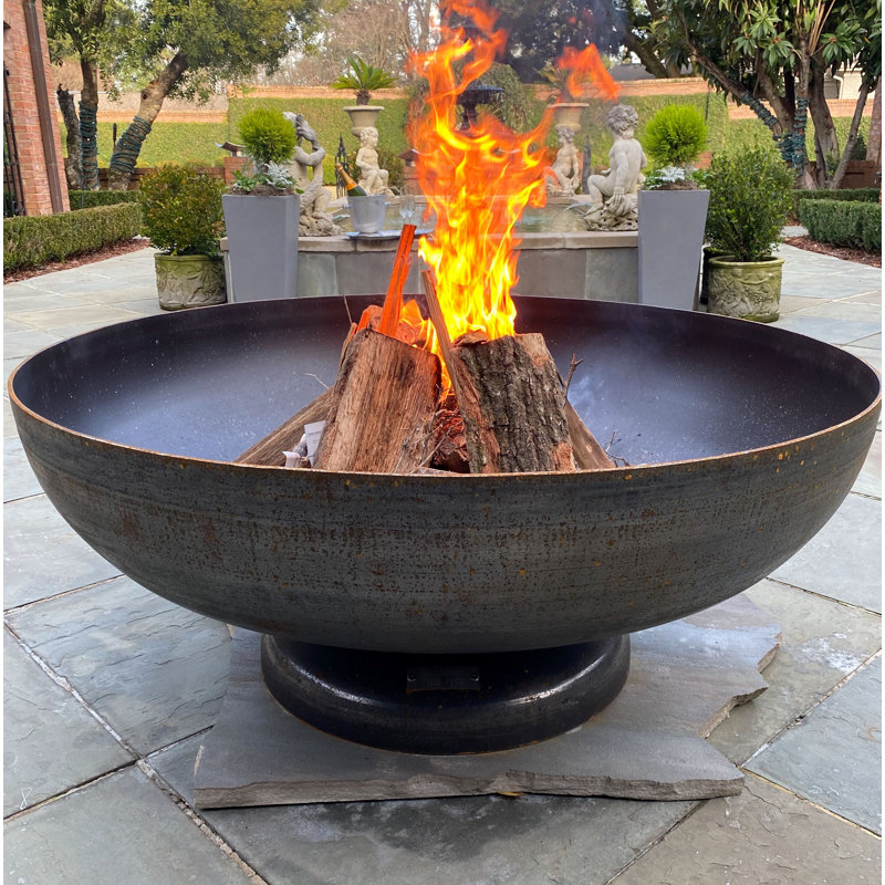 Harrogate Round Steel Wood Burning Fire Pit, 20" H x 48" W x 48" D