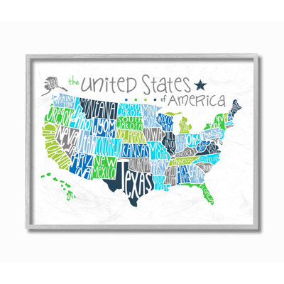 Carte des États-Unis, typographie colorée