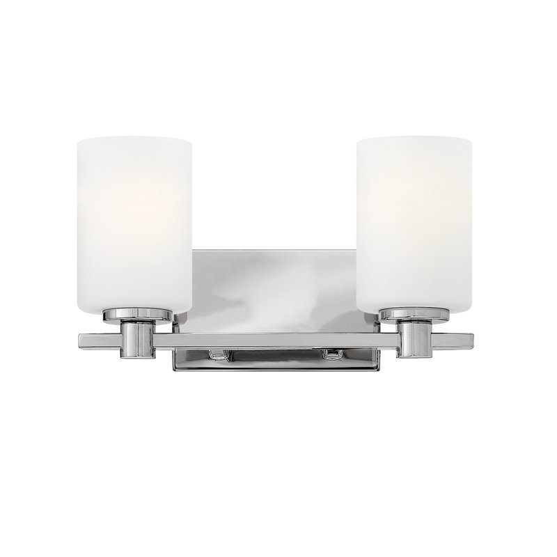 Karlie 2-Light Bath Vanity Fixture with Etched Opal Cylindrical Shades, Chrome