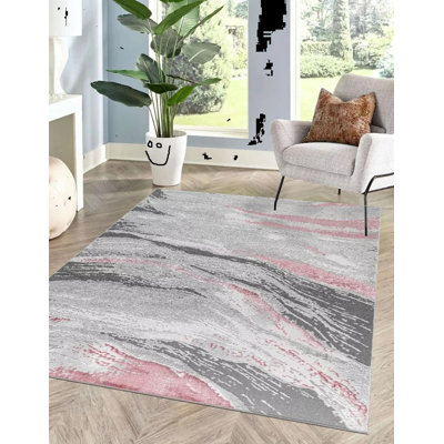 Abstract Flatweave Shag Area Rug