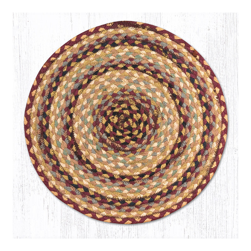  Burgundy/Gray/Cream Jute Chair Pad 15.5" H, Burgundy/Gray/Cream