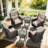 Adcox 4-Person Outdoor Rattan Patio Seating Group With Swivel Chairs, Headrest Pillows, Side Table and Beige Cushions-360222878