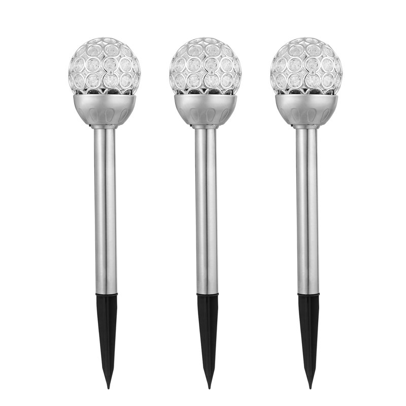 Silver Stainless Steel LED Solar Pathway Light Set