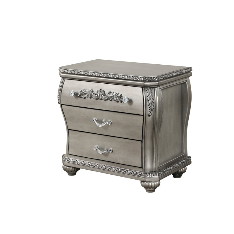 La table de chevet de la chambre à coucher 3 en argent lustré rehausse l'esthétique de votre