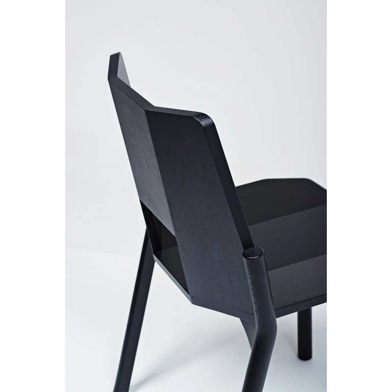 Tronco Solid Wood Stacking Side Chair, Black