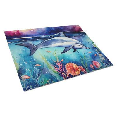 Dolphin Glass Cutting Board Large
