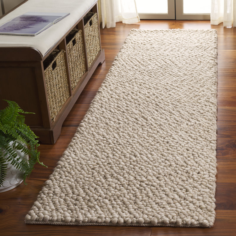 Natura Hand Woven Wool/Viscose/Cotton Rug in Beige, Runner 2'3" x 8'