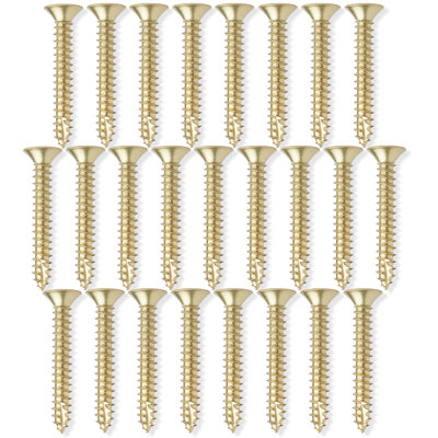 Bright Brass Wood Screws #9 x 1-1/2 Inch for Door Hinges - 25 pack