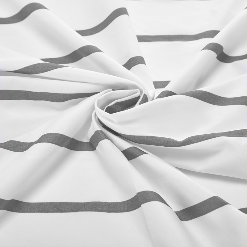 Ensemble de draps rayés en sergé de microfibre, Rayé gris / blanc, Ensemble de draps pour très grand lit + drap-hous