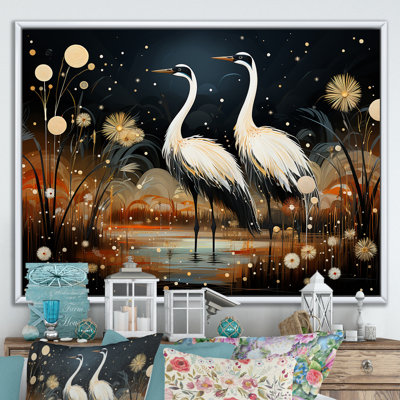 «Mystic Ostriches Silhouettes By The Pond», reproduction sur toile
