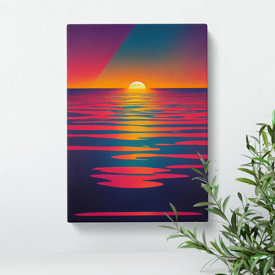 An Extravagant Abstract Ocean Sunset - Wrapped Canvas