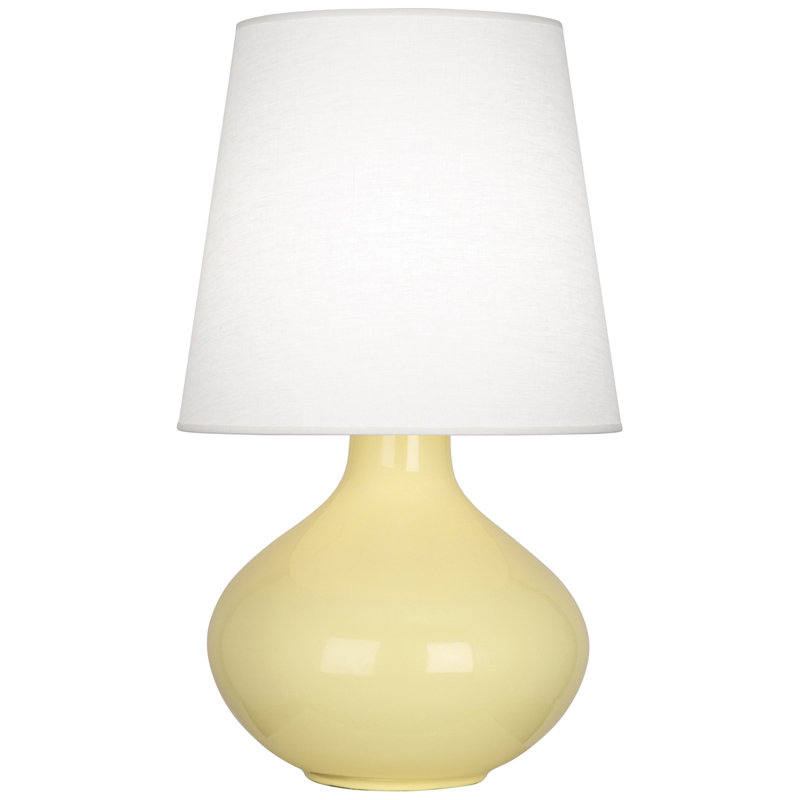 June Table Lamp, Oyster Linen, Rose Water Glazed