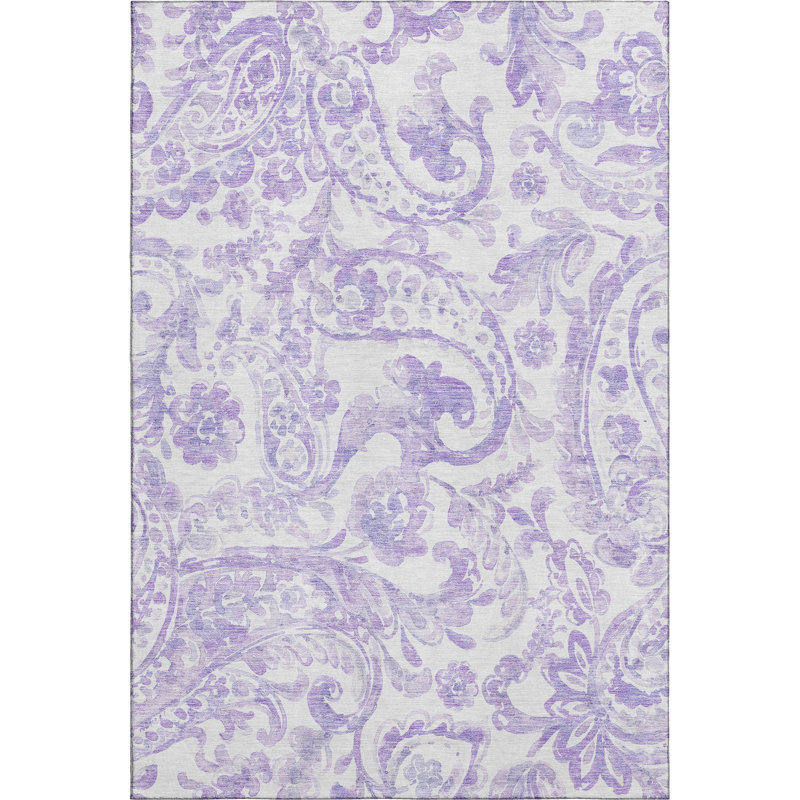 Premium Machine Washable Prisco Lavender Rug, Rectangle 2'6" x 3'10"
