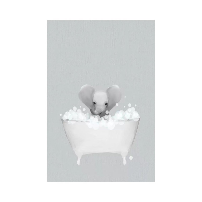 Elephant Blue Bath by Leah Straatsma - Wrapped Canvas Print, 66.04 cm H x 45.72 cm W x 3.175 cm D