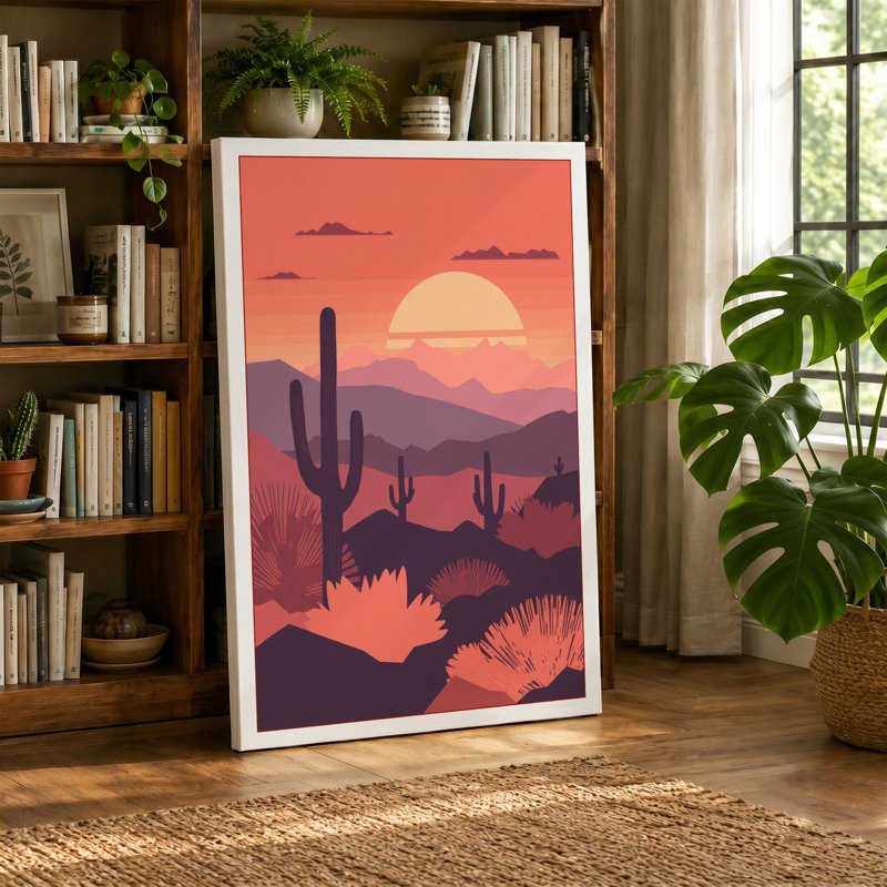 Desert at Sunset Modern - Wrapped Canvas, 30x20 - 76.2 x 50.8 cm, White Border