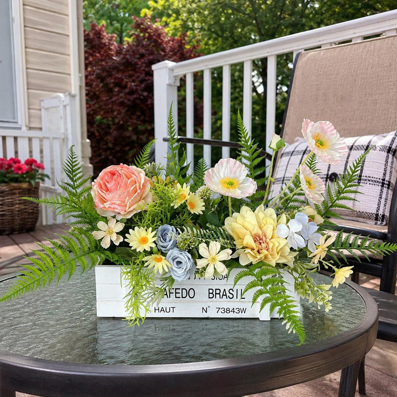 Arrangement floral rustique en bois blanc, Light Yellow