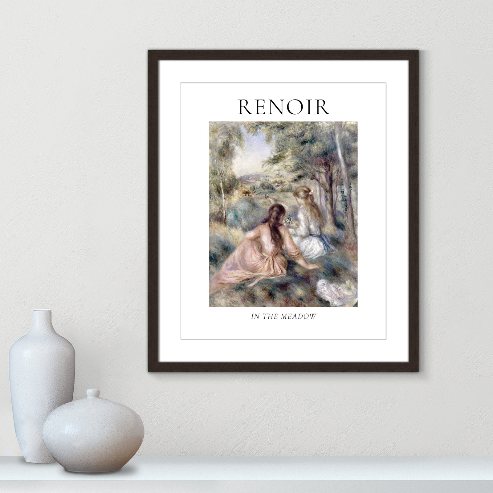 Old Masters Collection "In the Meadow" Print, Walnut Single Picture Frame, Yes, 25.5" H x 21.5" W x 1.25" D