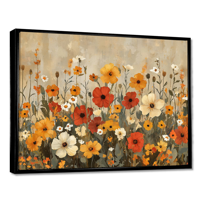 Alvey - Floral Wall Art, Noir, H 12 po x l 20 po, Impression encadrée flottante