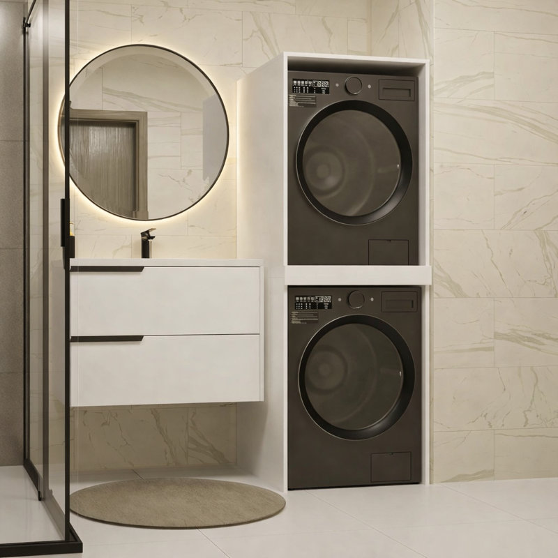 Pola Twin Manufactured Wood Laundry Room Organiser, Natural