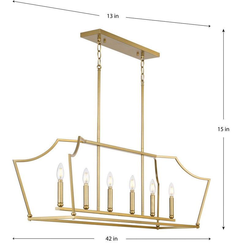 Nouveau lustre linéaire traditionnel à six lumières Ahkil, Bronze brossé