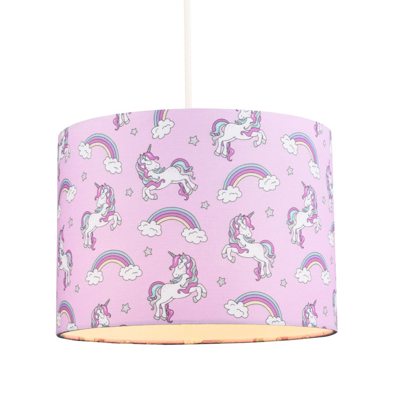 18cm H Cotton Blend Drum Lamp Shade ( Screw On ) in Pink