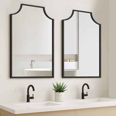 Modern Matte Black / Gold Vanity Mirrors, Bathroom Wall Mirrors
