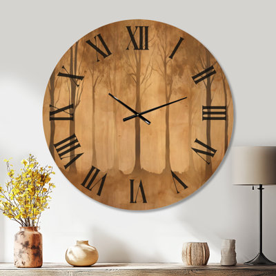 Oversized Wilderness Wooden Wall Clock – Soft Umber Grove