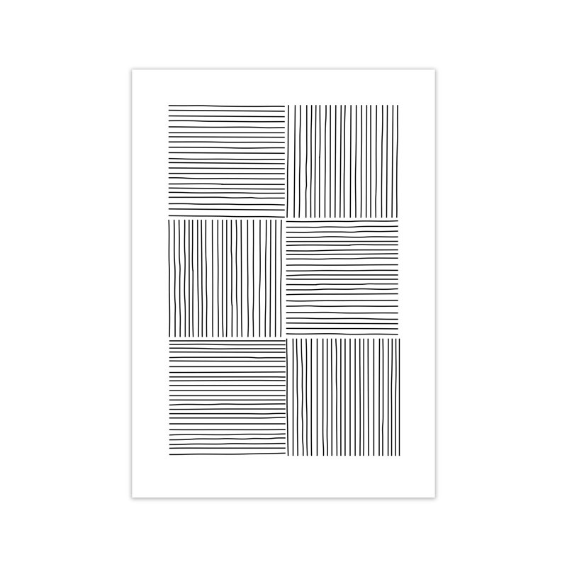 Black And White Squared Lines - Print, No Frame, 59cm H x 42cm W x 1cm D