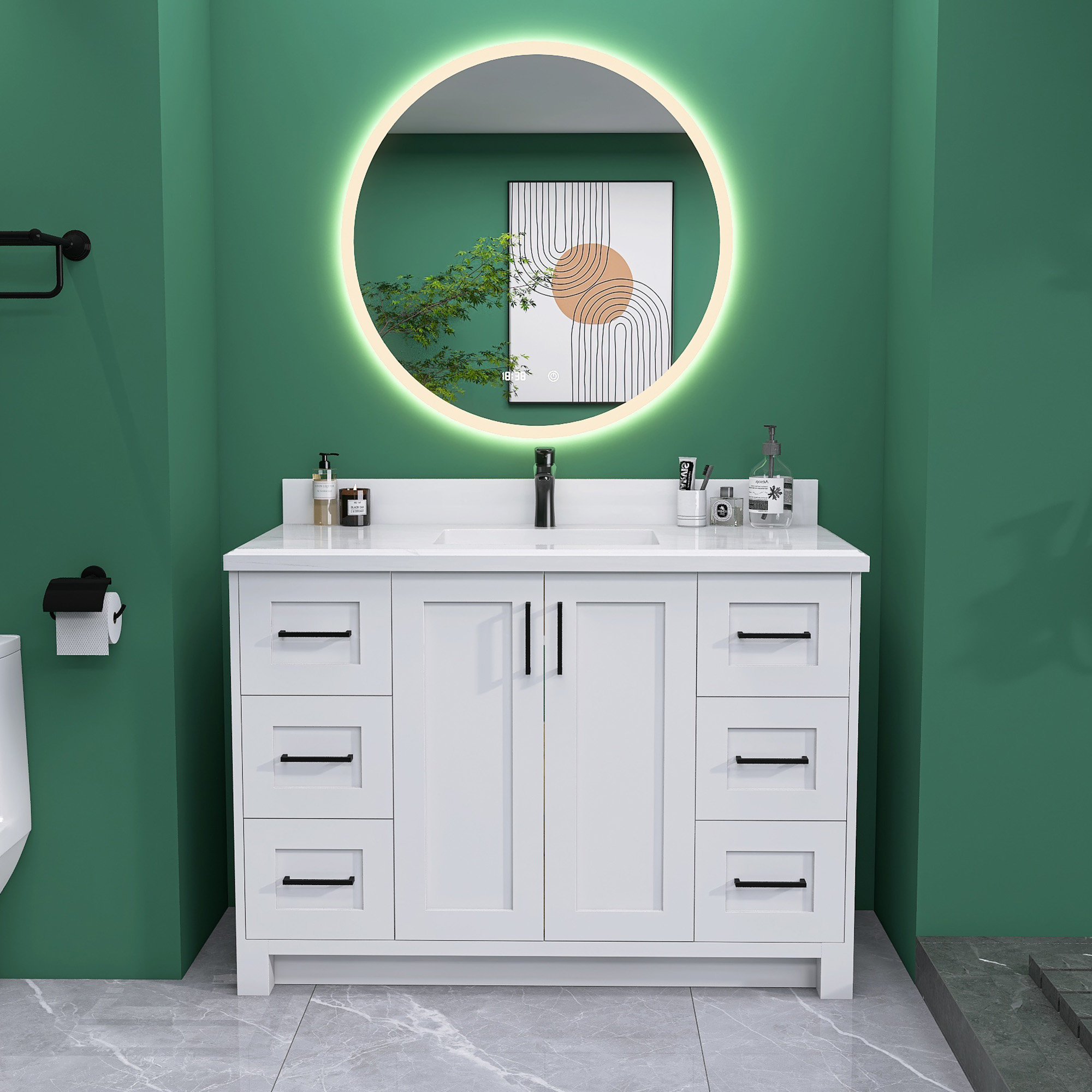 ZEAFIVE 48" Bathroom Vanities Solid Wood Freestanding with Sink Combo Modern Wayfair