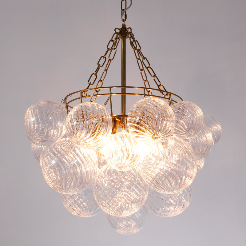 Modern Luxury 6 - Light Cluster Glass Bubble Chandelier Dimmable