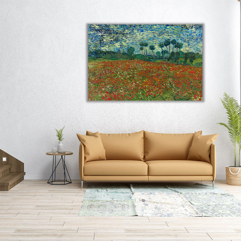 Champ de coquelicots, Auvers-sur-Oise, 1890 - reproduction d'art sur toile, H 32 po x l 48 po