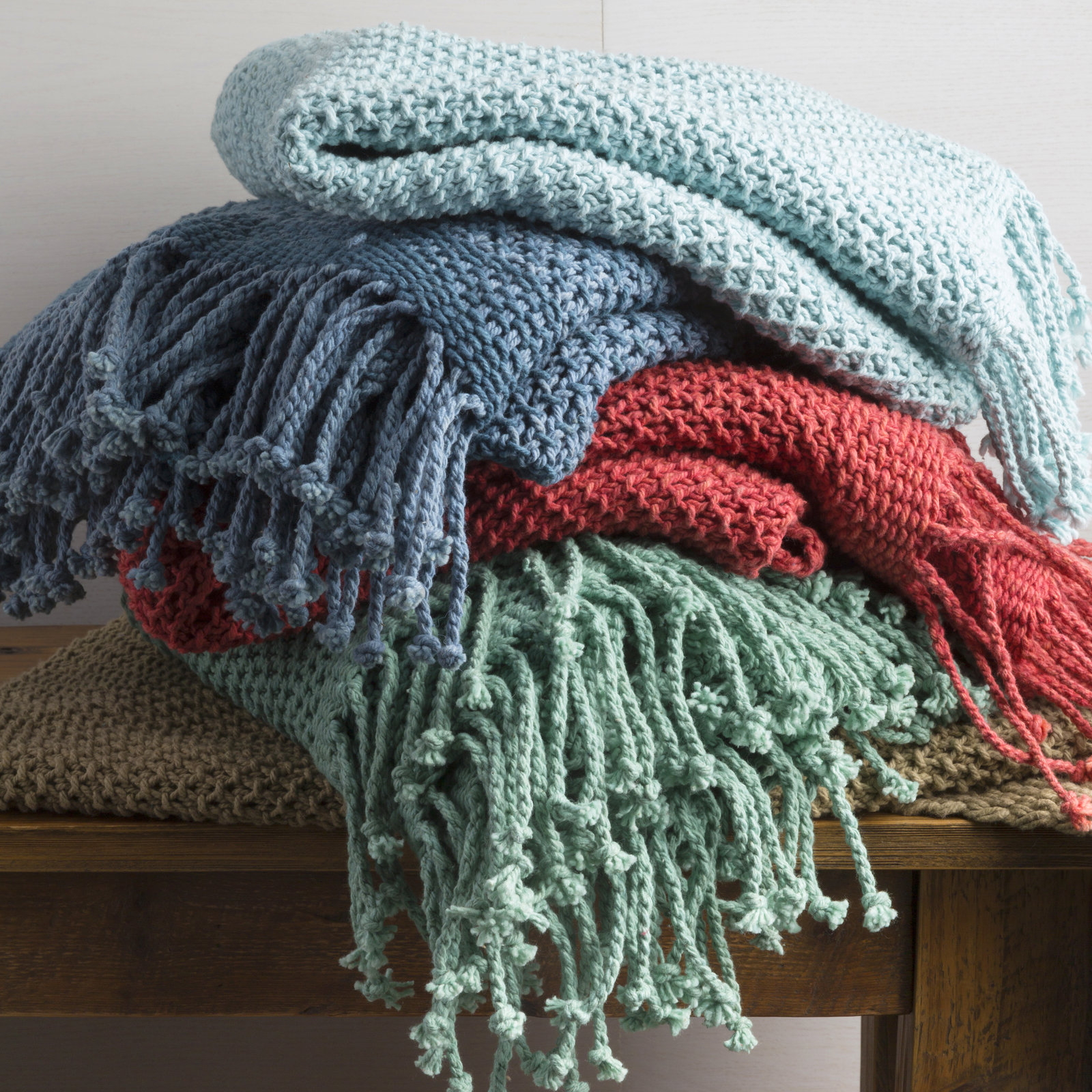 Duien Cotton Hand Woven Throw Blanket, Teal