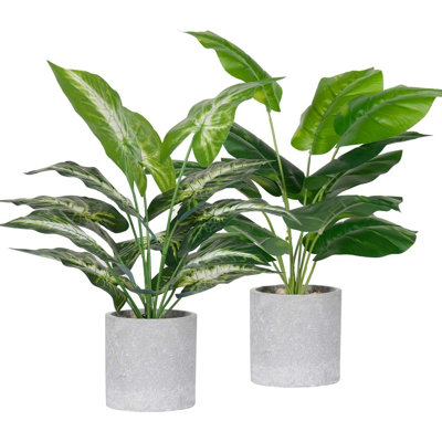 2 Pack Artificial Tropical Plants, Faux Indoor Greenery For Office Desk, Home Decor, Shelf And Tabletop Display