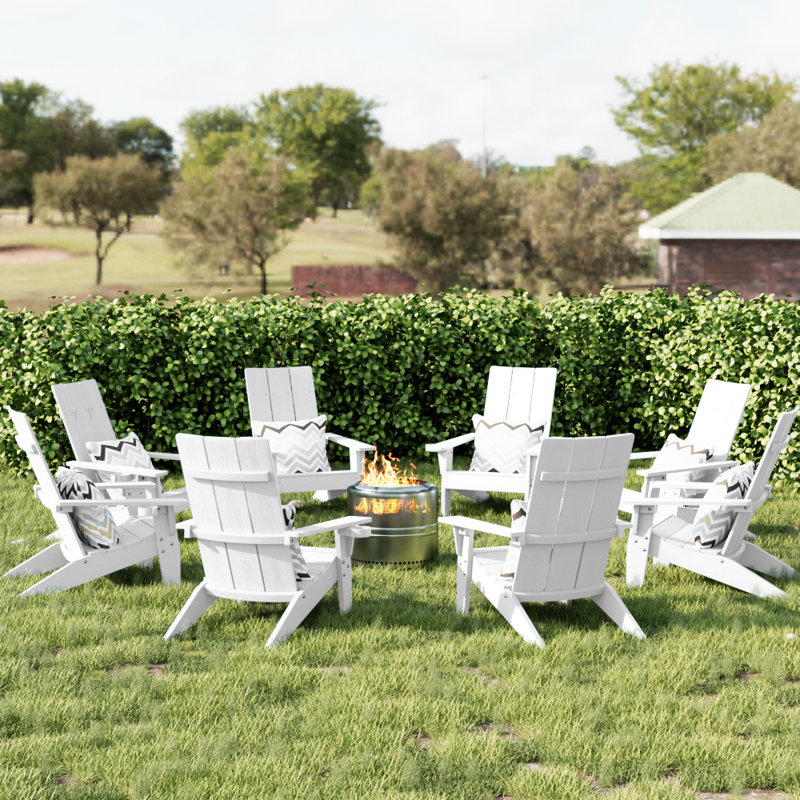 All Weather Outdoor Plastic Adirondack Chair (set of 8), White
