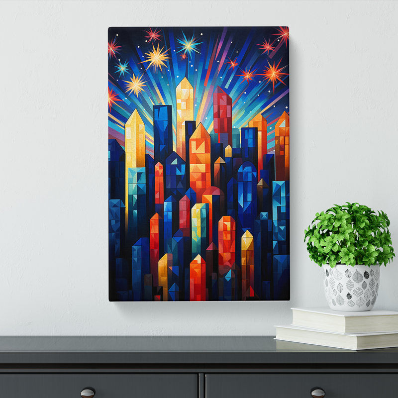Fireworks Cubism - Wrapped Canvas, 76cm H x 50cm W x 3cm D