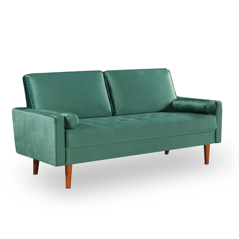 Causeuse en velours 68 po Michaell, Velours vert mélèze