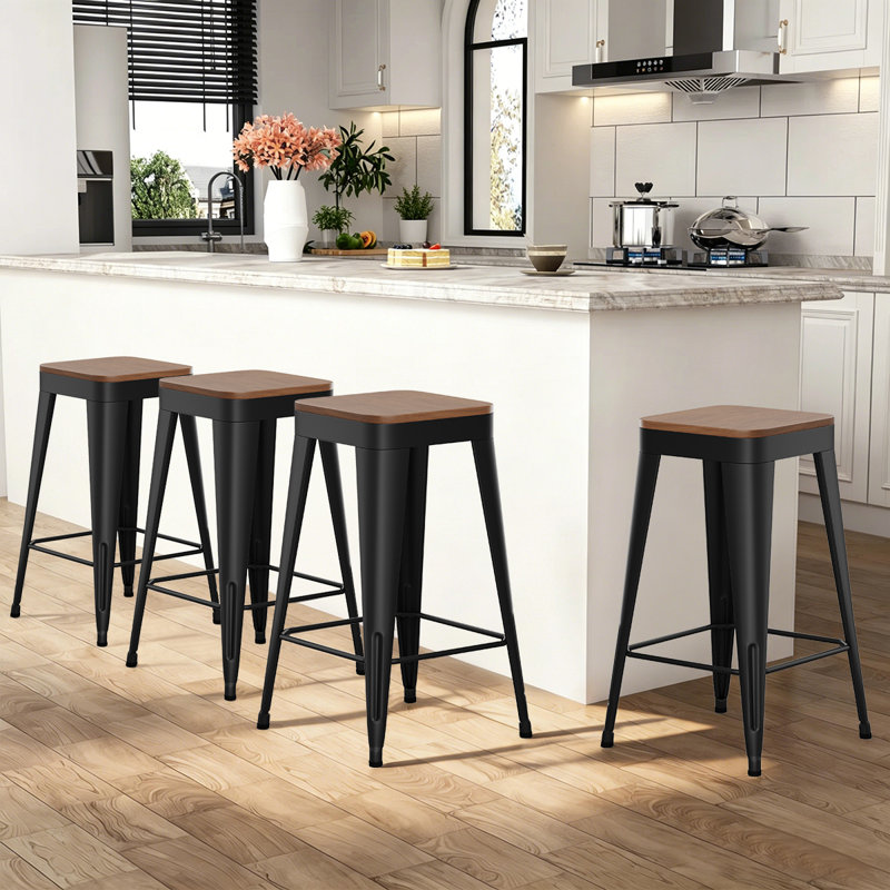 Hartung Counter Stool, Bar Stool (30" Seat Height), Black