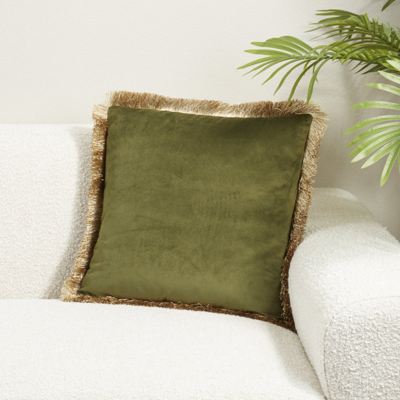 Coussin en velours, Vert, Duvet de canard
