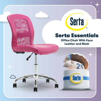 Serta Essential Armless Functional Task Chair with Breathable Mesh Back, Quality Foam Cushion Seat by Serta