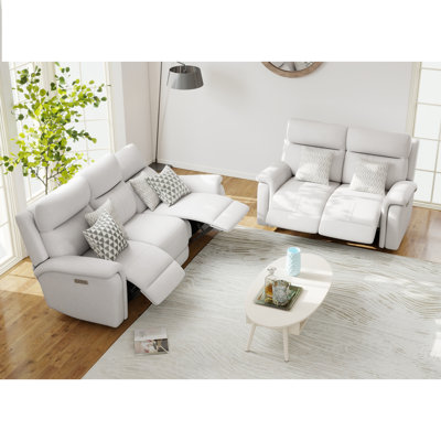 2 Piece Modern Power Recling Living Room Set With Adjustable Headrest And Lumber Support