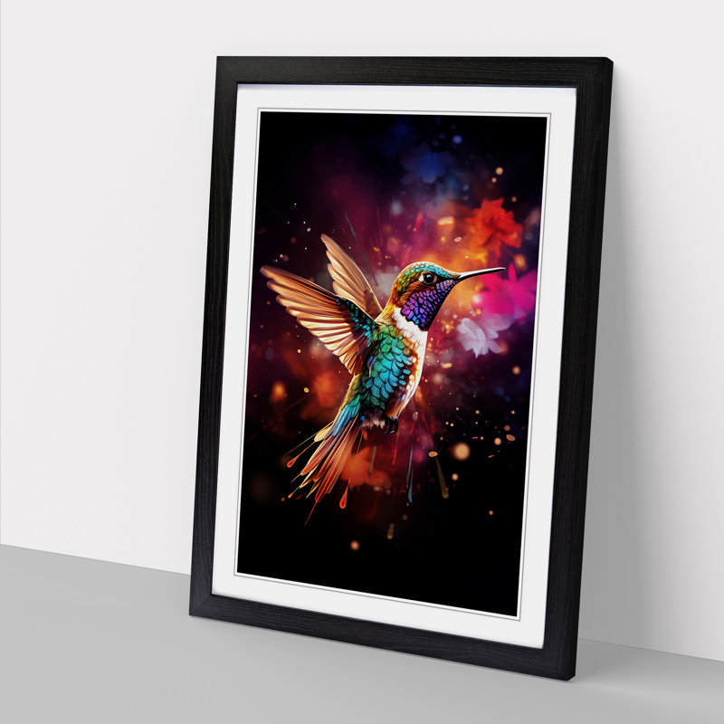 Hummingbird Digital - Single Picture Frame Print on Wood, 34cm H x 25cm W x 2cm D, Black Framed