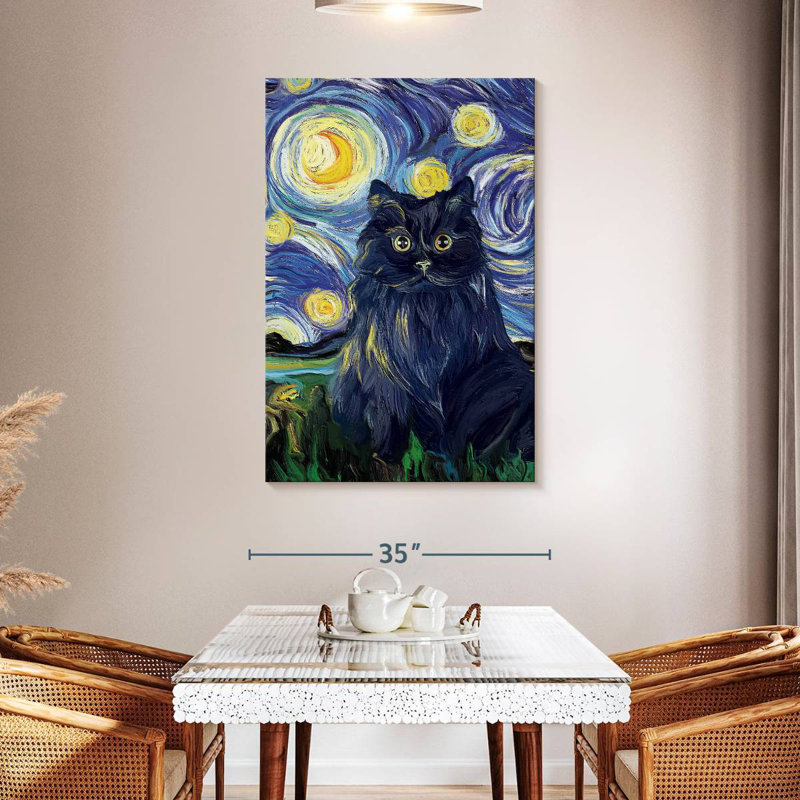 Brampt Abstract Black Cat, 48" H x 32" W
